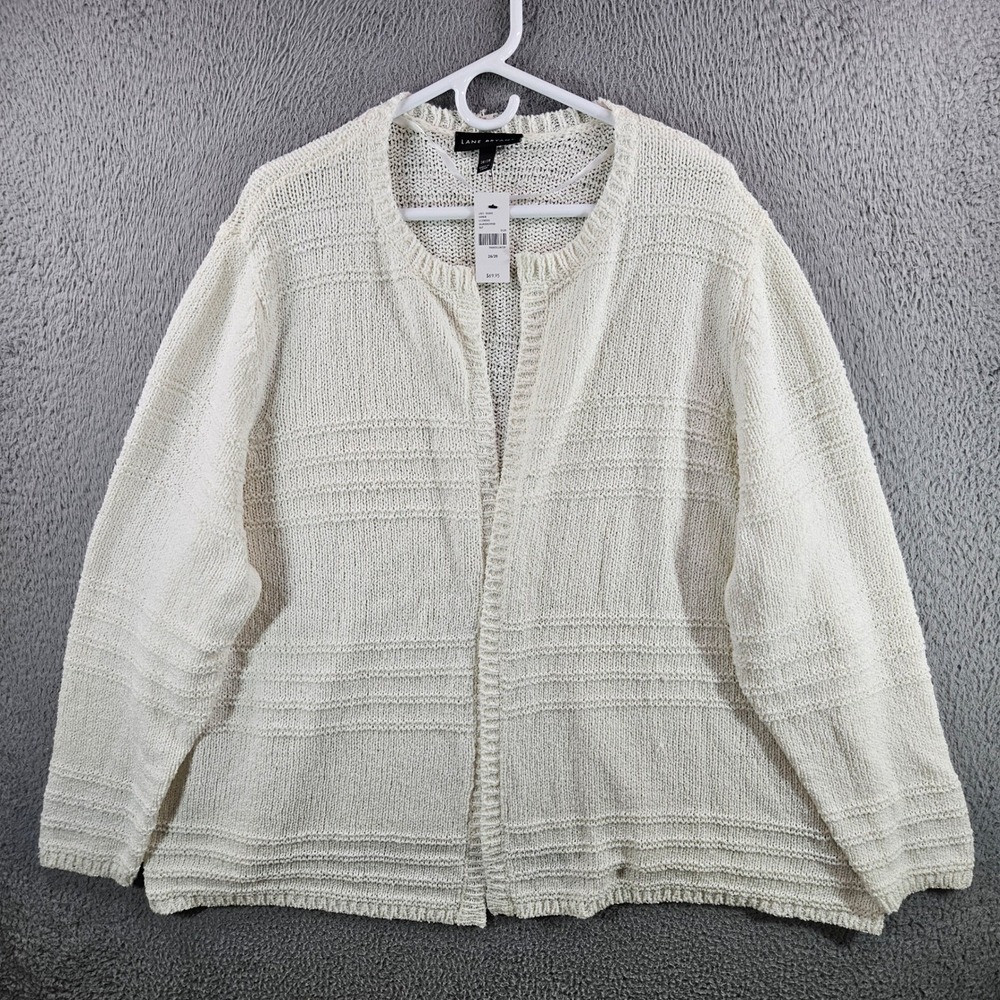 NEW Lane Bryant Cardigan Sweater Womens 26/28 Ivory White Open‎ Front